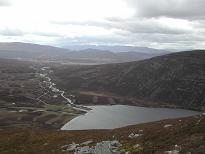 Loch Cuaich and the Allt Cuaich from the hill Loch Cuaich and the Allt Cuaich from the hill